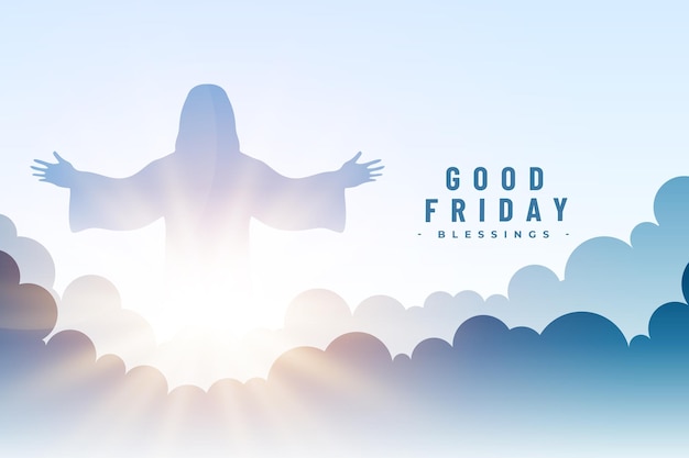 Free Vector beautiful good friday religious card with papercut clouds