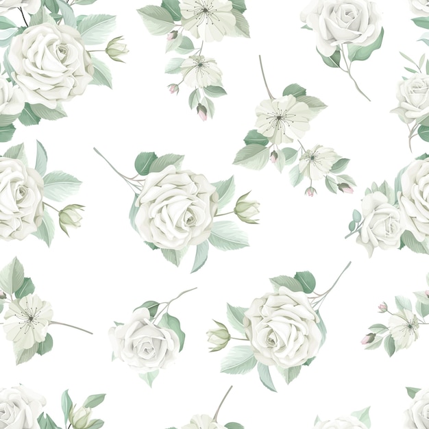 beautiful green roses seamless pattern