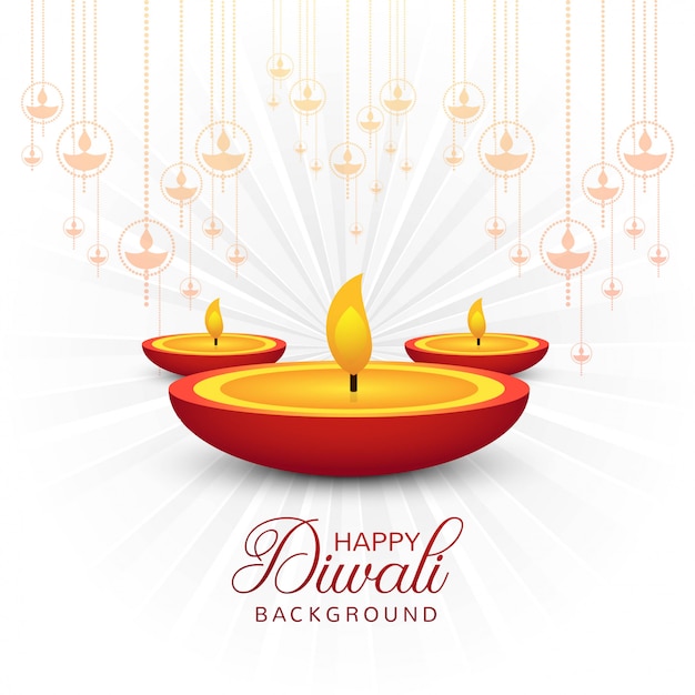 Free Vector beautiful greeting card for festival happy diwali background vector