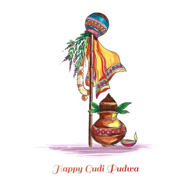 Beautiful gudi padwa celebration indian festival card background