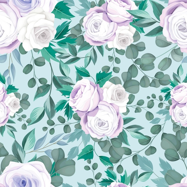 Free vector beautiful hand drawing floral seamless pattern design