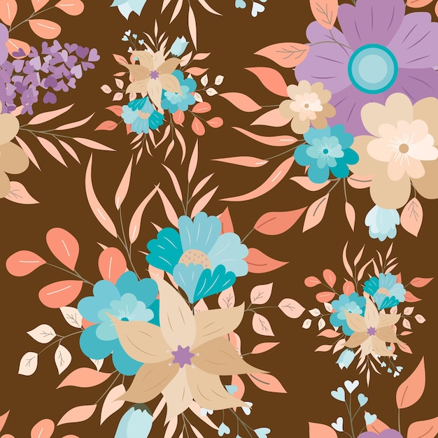 beautiful hand drawing floral seamless pattern