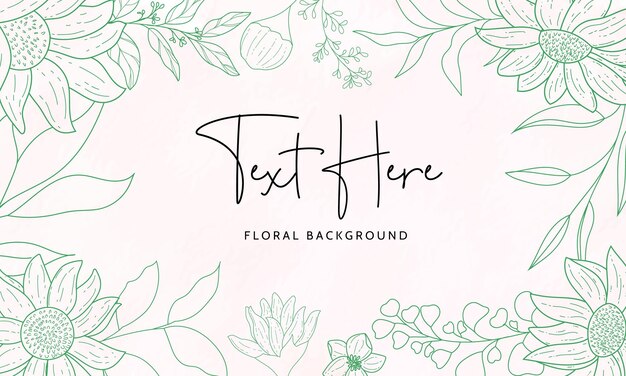 Beautiful hand drawing monoline floral background