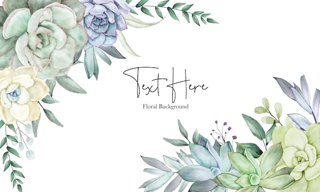 Free Vector beautiful hand drawing watercolor succulent plant and flower background template