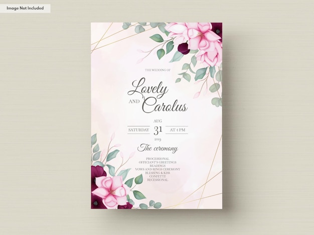 Beautiful hand drawing wedding invitation floral design