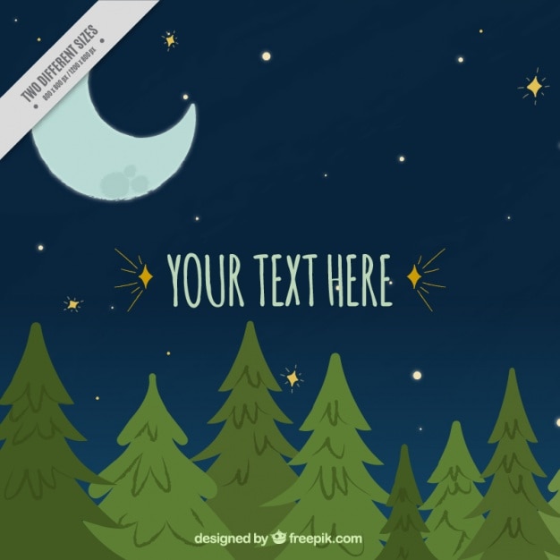 Free vector beautiful hand-drawn background with the moon and stars