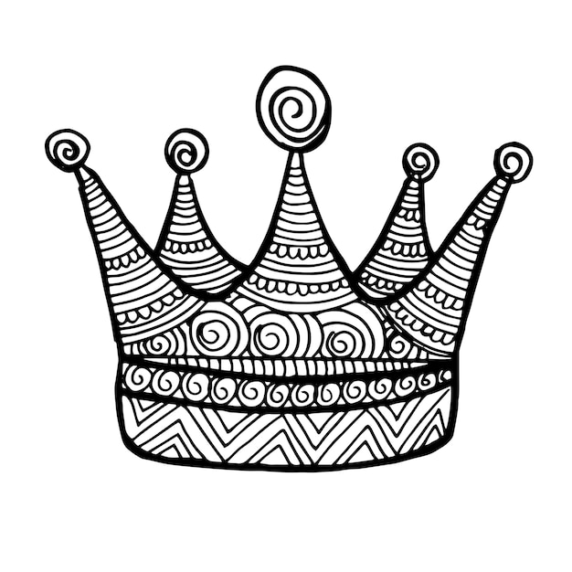 Free Vector beautiful hand drawn black and white crown