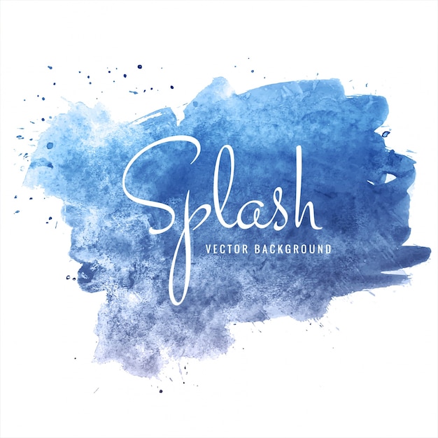 Beautiful hand drawn blue watercolor splash background