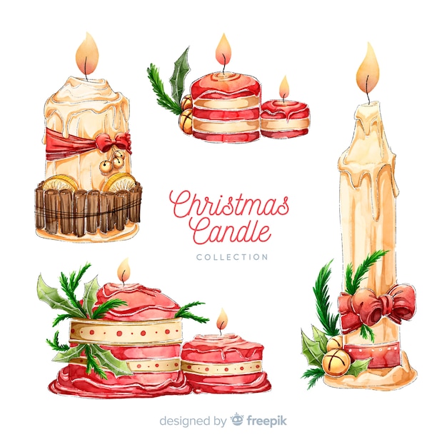 Beautiful hand drawn christmas candle collection