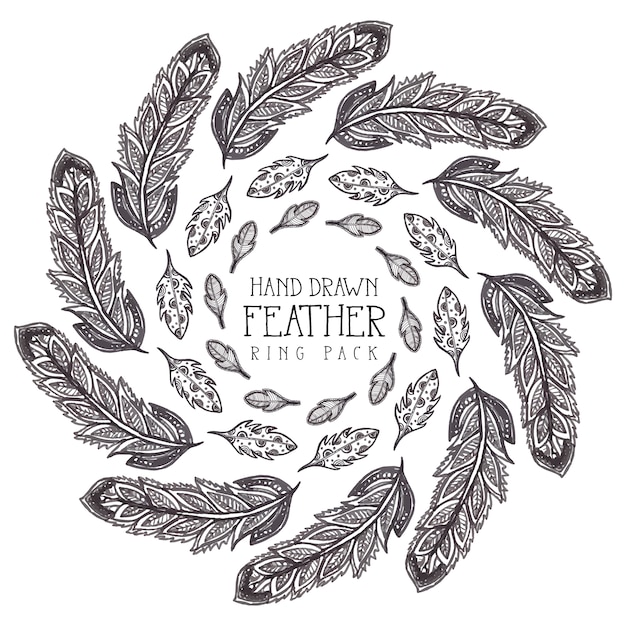 Free Vector beautiful hand drawn feather ring