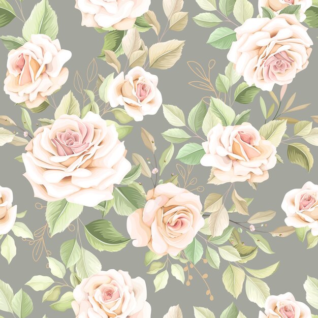 beautiful hand drawn floral roses seamless pattern