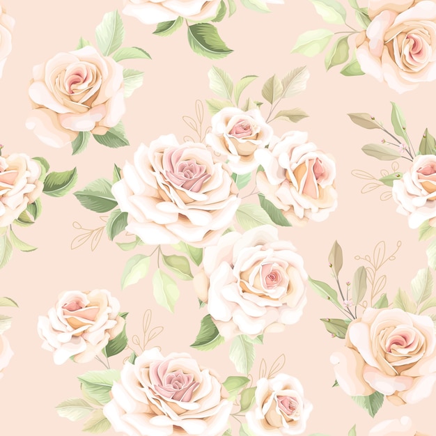 beautiful hand drawn floral roses seamless pattern