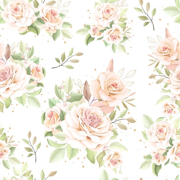 beautiful hand drawn floral roses seamless pattern