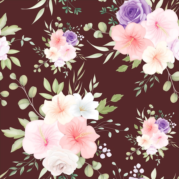 Beautiful hand drawn floral seamless pattern 