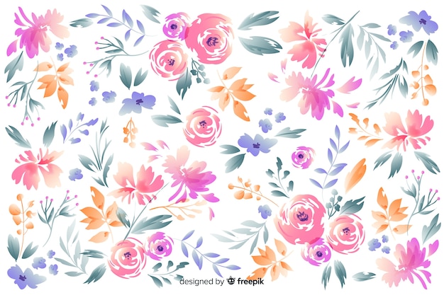 Beautiful hand-drawn flowers on white background