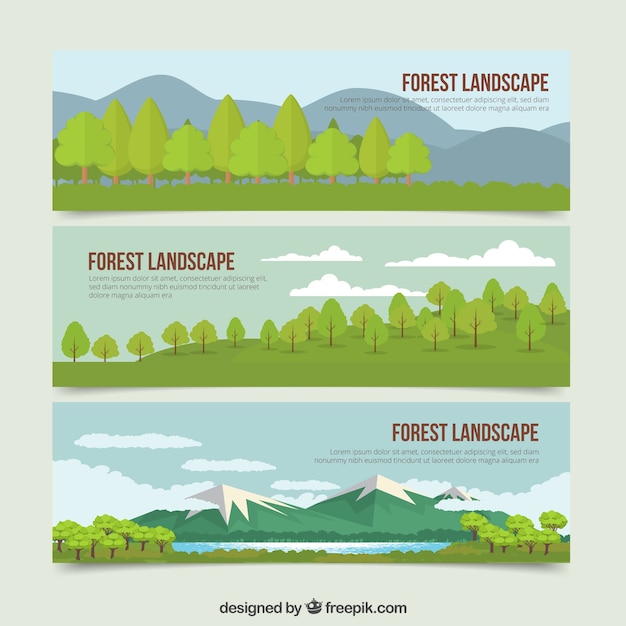 Free Vector beautiful hand drawn landscapes nature banners