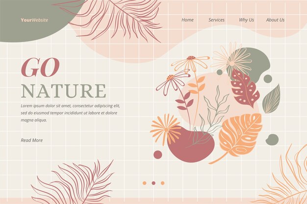 Beautiful hand drawn nature landing page