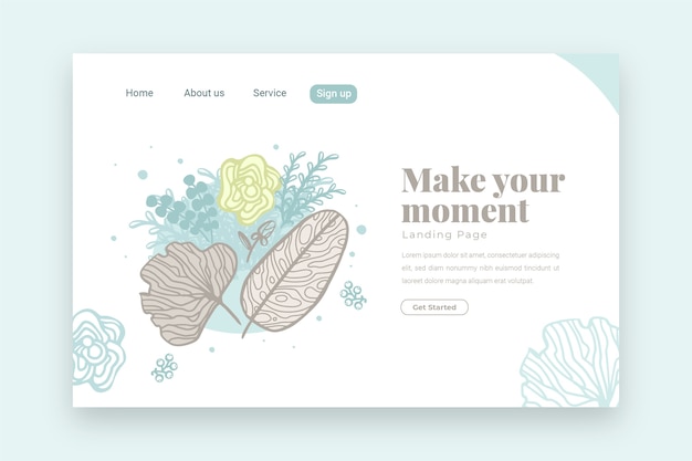 Free Vector beautiful hand drawn nature landing page