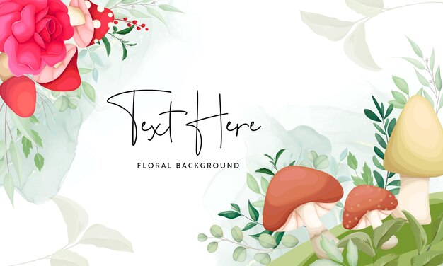 Beautiful hand drawn roses and mushroom background design