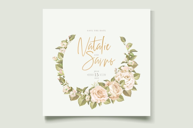 Free Vector beautiful hand drawn roses wedding invitation card set