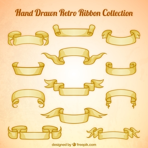 Free Vector beautiful hand drawn vintage ribbons