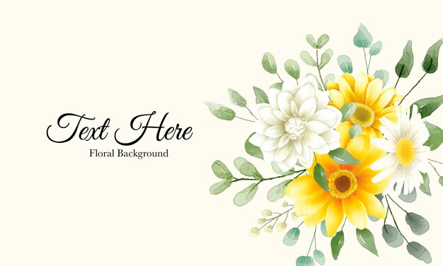 Beautiful hand drawn watercolor flowers background with sample text template