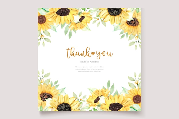 beautiful hand drawn watercolor sunflower invitation card set