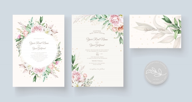 beautiful hand drawn wedding card template