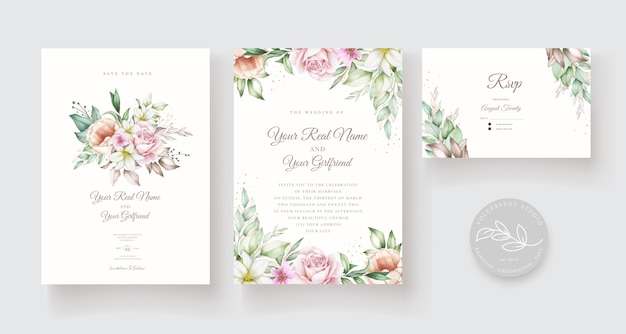 beautiful hand drawn wedding card template