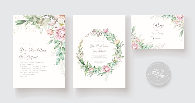 beautiful hand drawn wedding card template