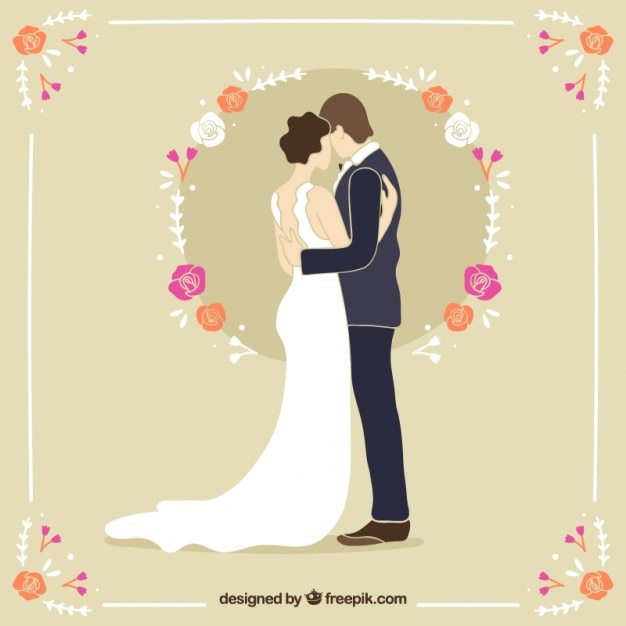 Beautiful hand drawn wedding couple 