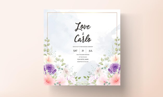 Beautiful hand drawn wedding invitation card design set