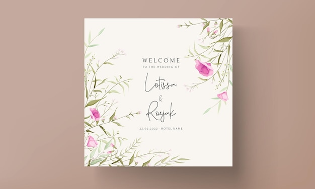 Free Vector beautiful hand drawn wedding invitation card with elegant small flowers