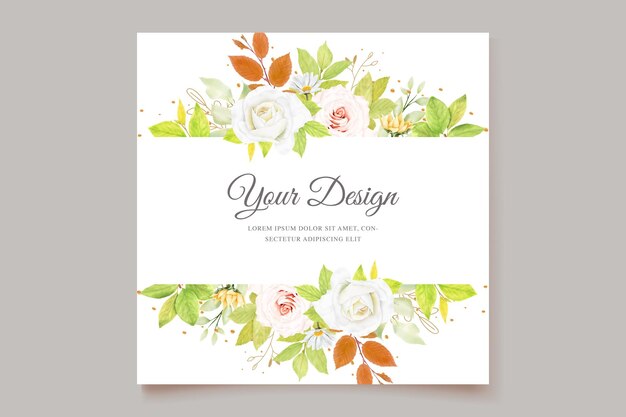 beautiful hand watercolor roses card design