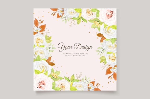 beautiful hand watercolor roses card design