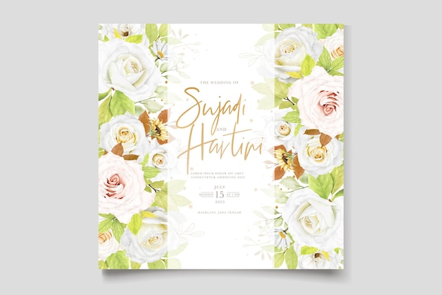 beautiful hand watercolor roses card design