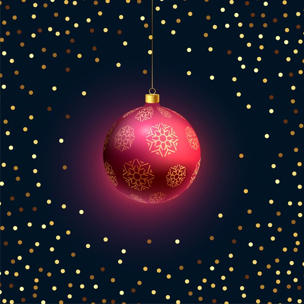 Beautiful hanging christmas 3d ball with golden glitter