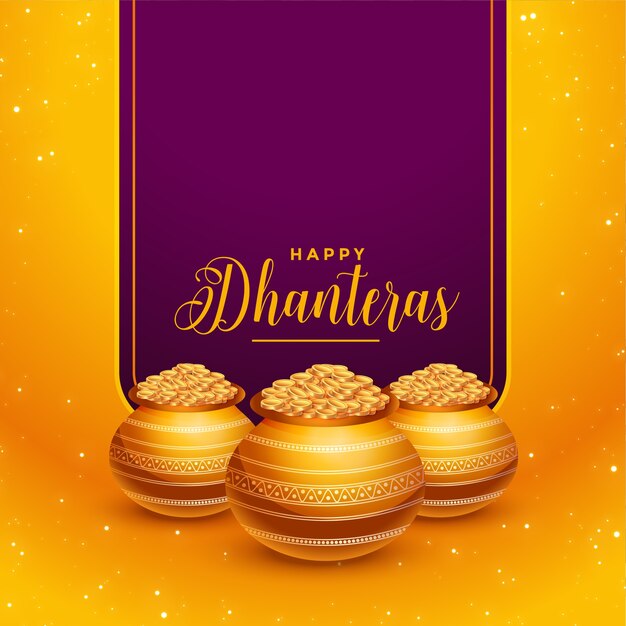 Beautiful happy dhanteras golden coins background design