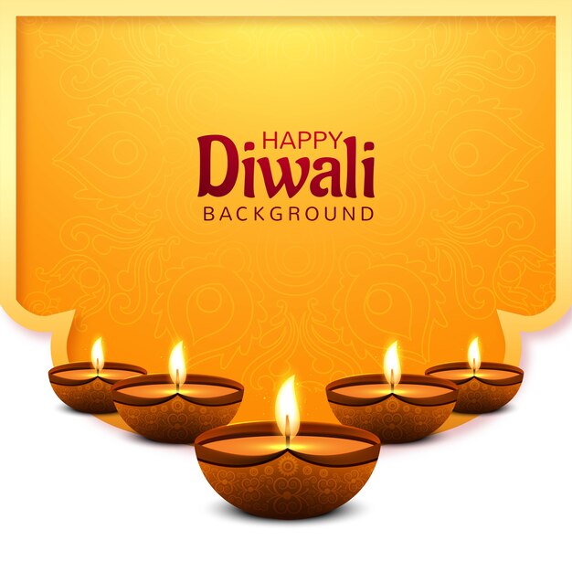 Beautiful happy diwali decorative oil lamp card background