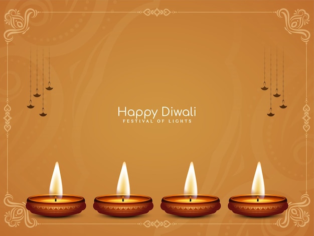 Beautiful Happy Diwali festival greeting background with Diya