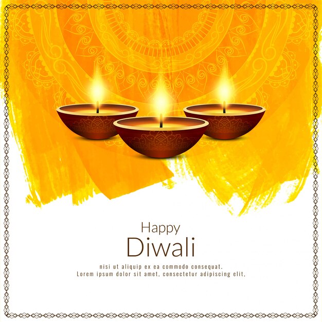 Beautiful Happy Diwali festival yellow background