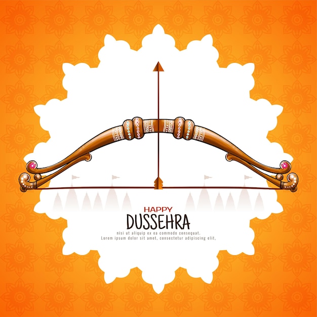 Beautiful Happy Dussehra hindu festival greeting card design vector