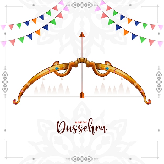 Beautiful Happy Dussehra hindu traditional festival celebration card design