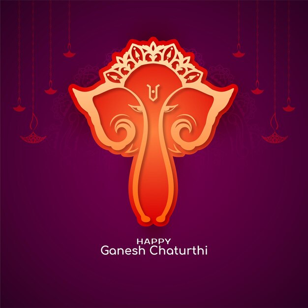 Beautiful Happy Ganesh Chaturthi festival celebration greeting card