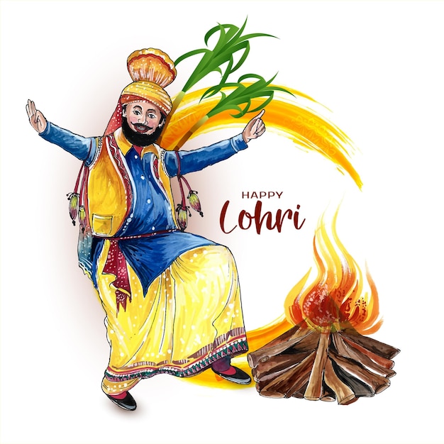 Beautiful Happy Lohri Indian traditional festival background design