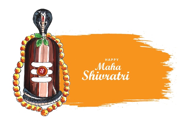 Beautiful happy maha shivratri greeting card with shivling background