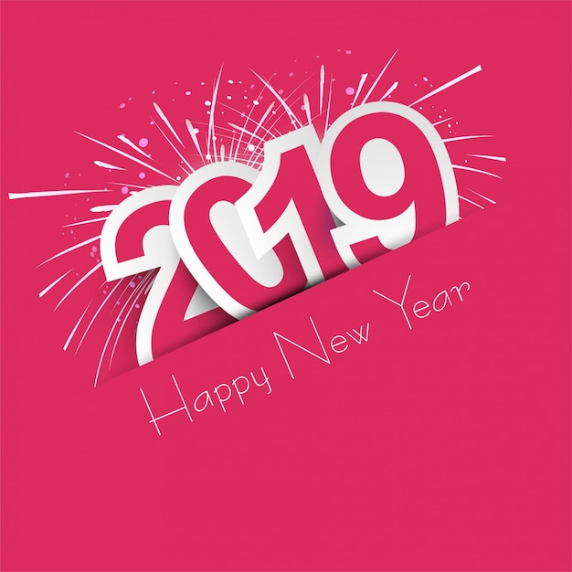 Beautiful Happy New Year 2019 text background