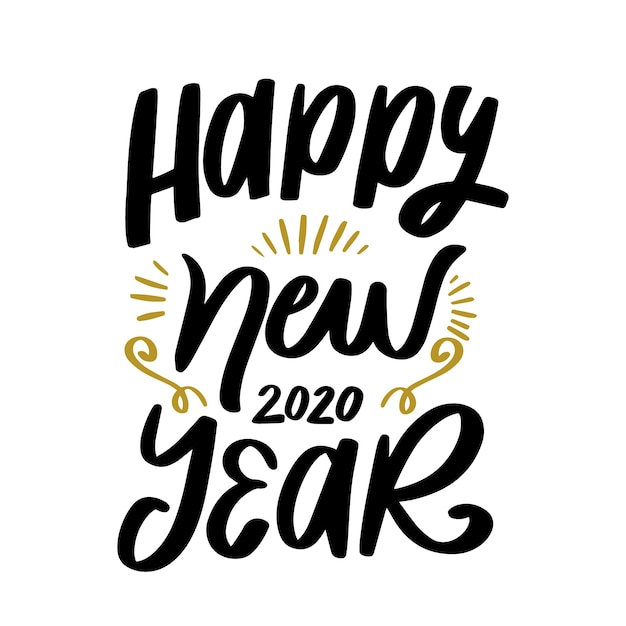 Free Vector beautiful happy new year 2020 lettering