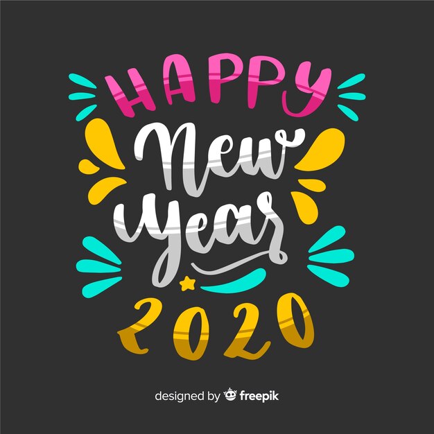 Beautiful happy new year 2020 lettering