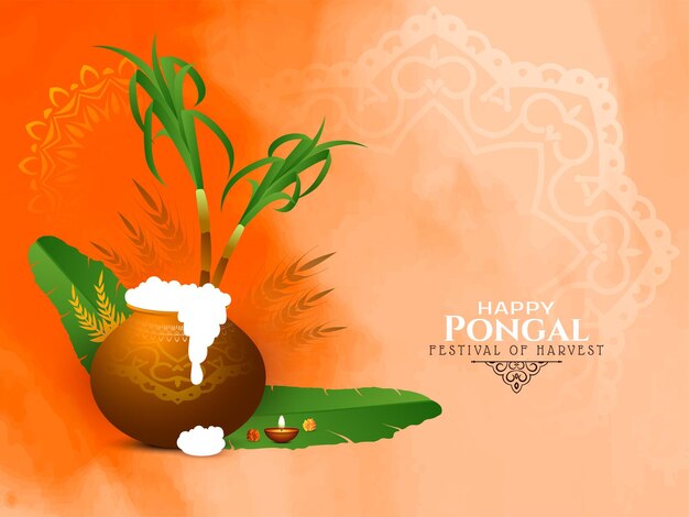 Beautiful Happy Pongal religious festival background design vector